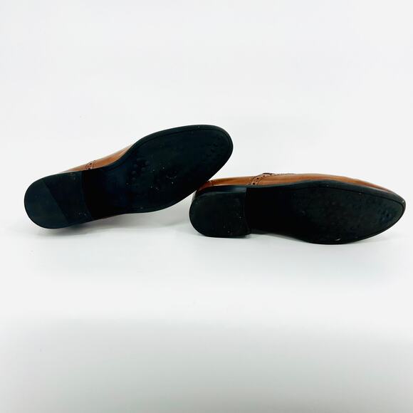 Stacy Adams Brown Tan Leather Wingtip Brogue Oxford Dress Shoes - Picture 6 of 8